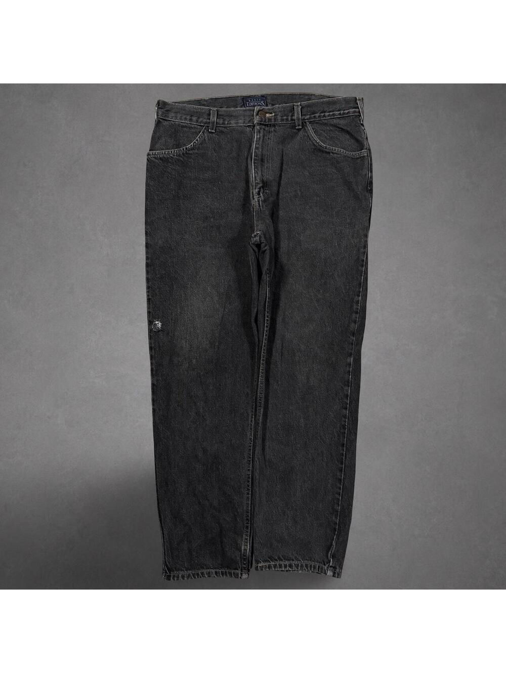 Basic Editions Faded Black Jeans 38x30 Distressed Y2K Denim